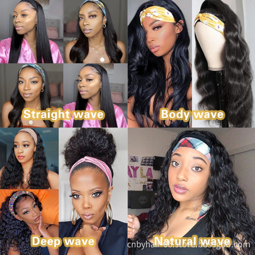 Human Hair Headband Wig For Black Women,Wholesale Long Straight Deep Water Wave Wig Headband,Kinky Curly Headband Wig Human Hair